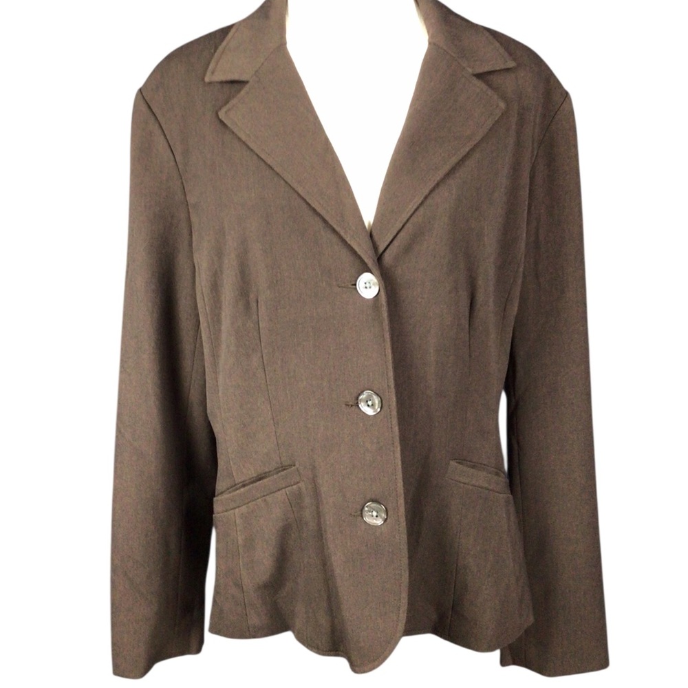Eddie Bauer Women's Brown Blazer Jacket 16 Padded Shoulders 3 Button Lined